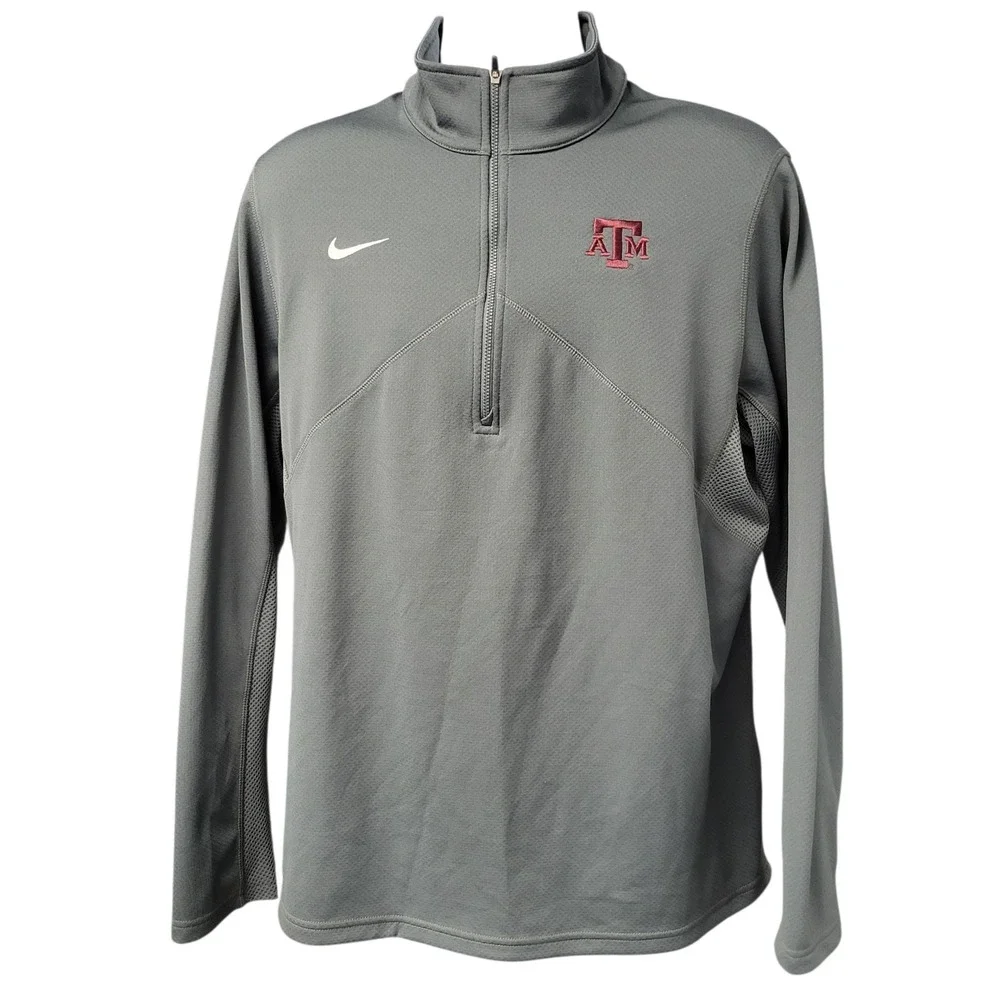 Nike Dri-FIT Texas A&M Aggies Quarter Zip Pullover Sweatshirt ‎ Large Gray E413